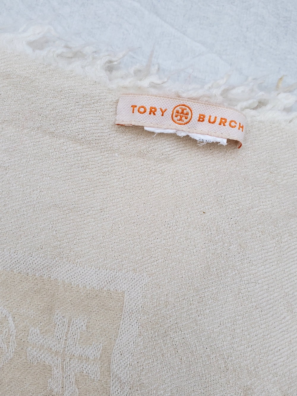 3/$50 Tory Burch Cream Fringe Scarf